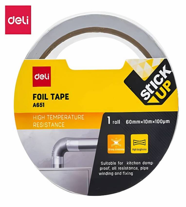 Deli Ruban adhésif métallique étanche de 10 m, ruban en aluminium, ruban isolant